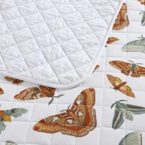 Full/Queen Butterfly Print Quilt Set with Shams