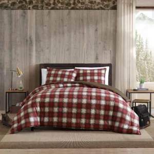 Full/Queen Comforter Set with Color-Block Plaid
