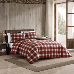 Full/Queen Comforter Set with Color-Block Plaid