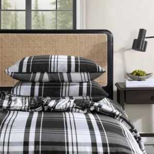Full/Queen Comforter Set with Ombre Plaid Pattern
