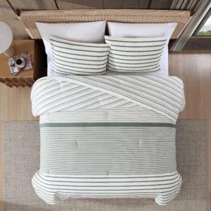 Full/Queen Horizontal Stripe Cotton Comforter Set