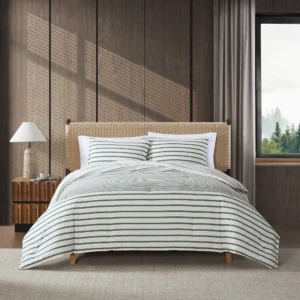 Full/Queen Horizontal Stripe Cotton Comforter Set