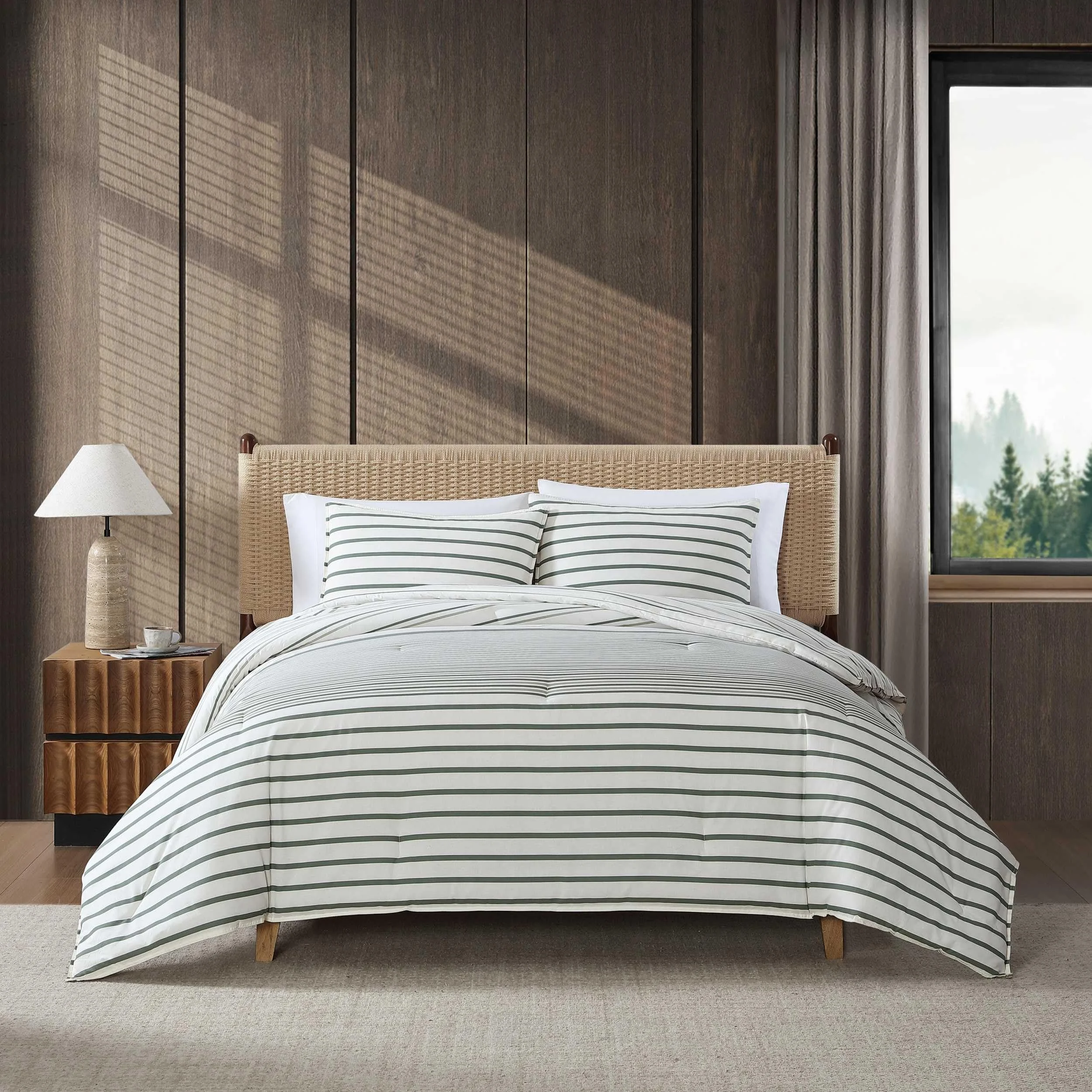 Full/Queen Horizontal Stripe Cotton Comforter Set