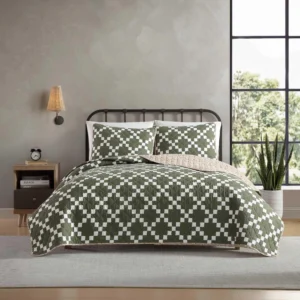 Full/Queen Reversible Checkered Quilt Set