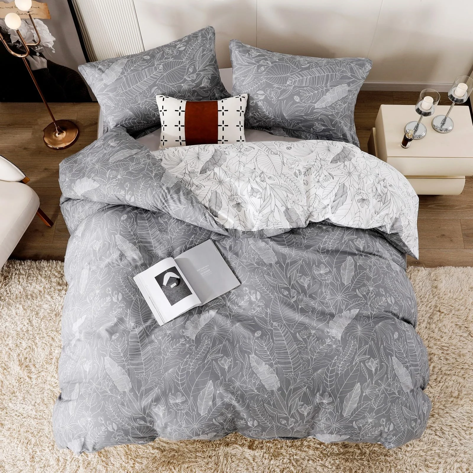 Monochrome Forest Leaf Duvet Cover Set Monochrome Forest Leaf Duvet Cover Set
