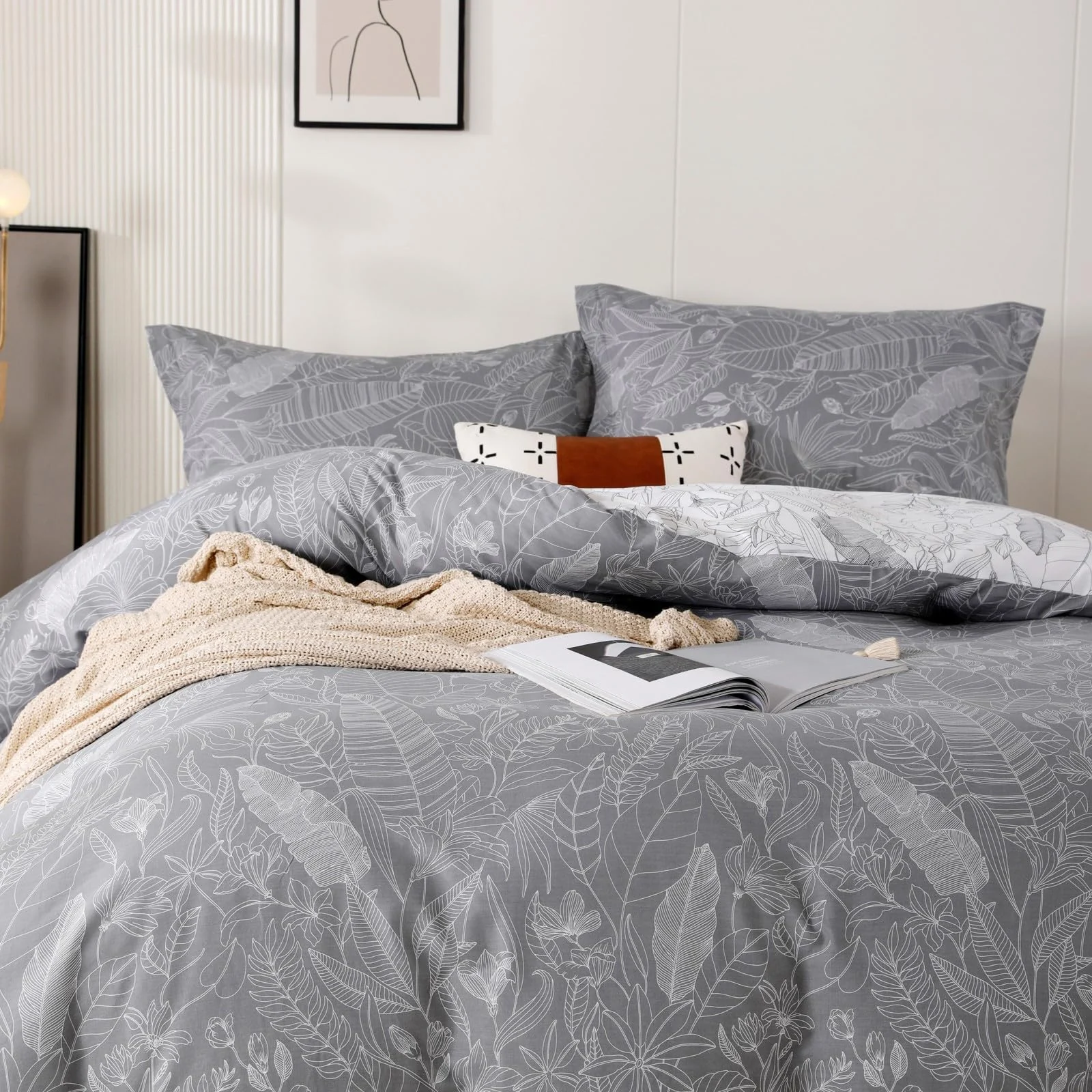 Monochrome Forest Leaf Duvet Cover Set Monochrome Forest Leaf Duvet Cover Set