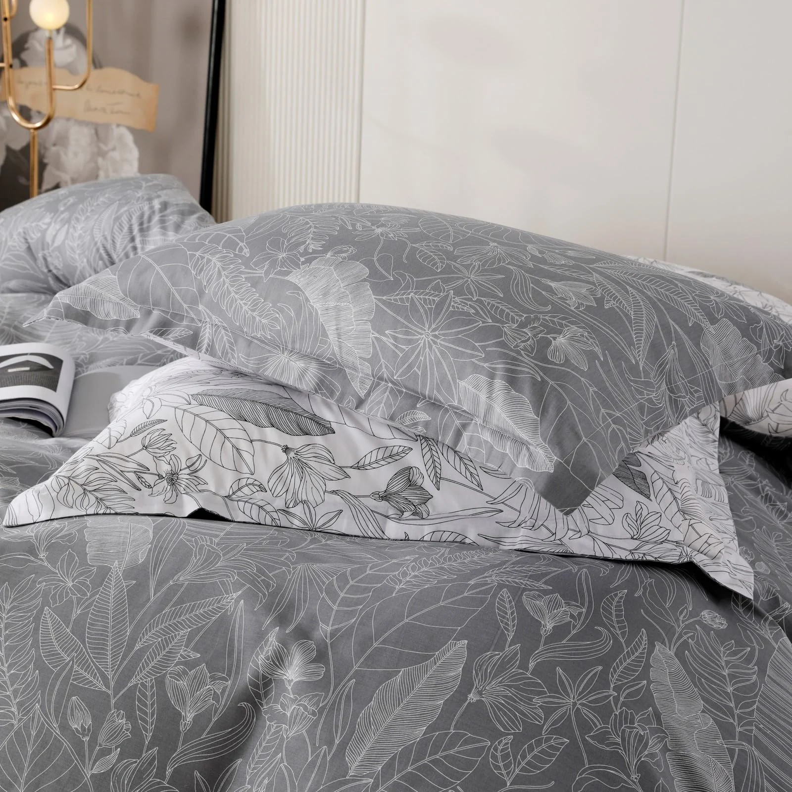 Monochrome Forest Leaf Duvet Cover Set Monochrome Forest Leaf Duvet Cover Set