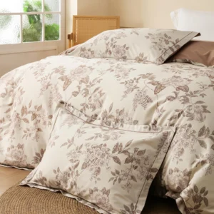 Neutral Floral Vine Print Duvet Cover Set