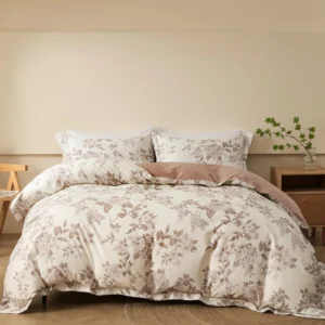 Neutral Floral Vine Print Duvet Cover Set