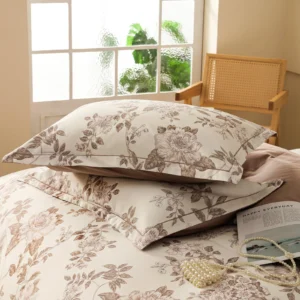 Neutral Floral Vine Print Duvet Cover Set