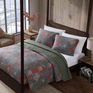 Reversible Quilt Sets with Geometric Patchwork Full/Queen