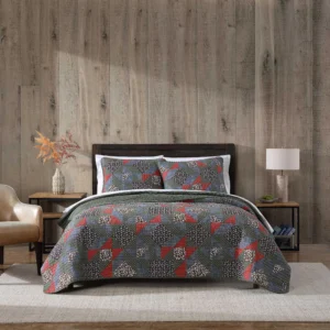 Reversible Quilt Sets with Geometric Patchwork Full/Queen