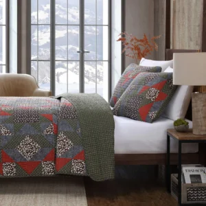 Reversible Quilt Sets with Geometric Patchwork Full/Queen