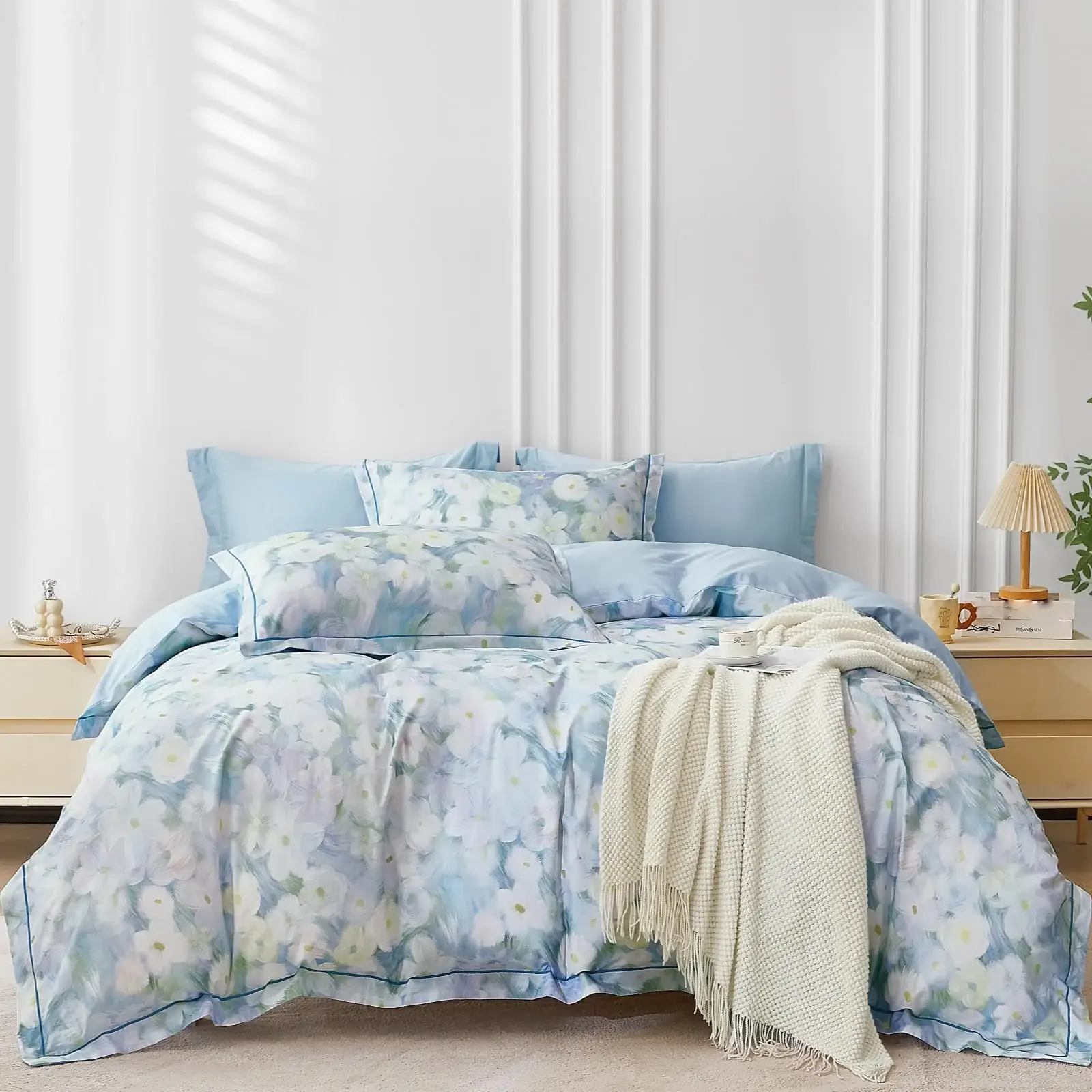 Watercolor Anemone Floral Duvet Cover Set